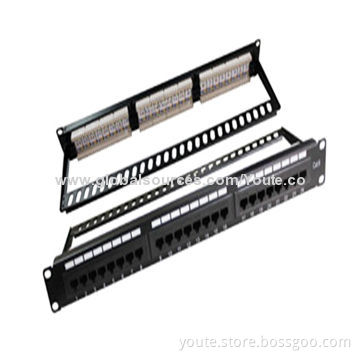 UTP Cat.6 Patch Panel, 24 Port, 110 or LSA IDC with Back Bar